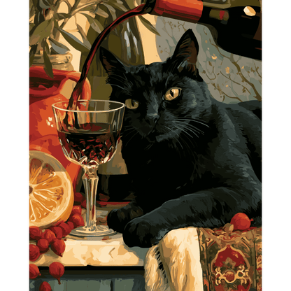 Wine & Whiskers | Paint by Number - Paint by numbers