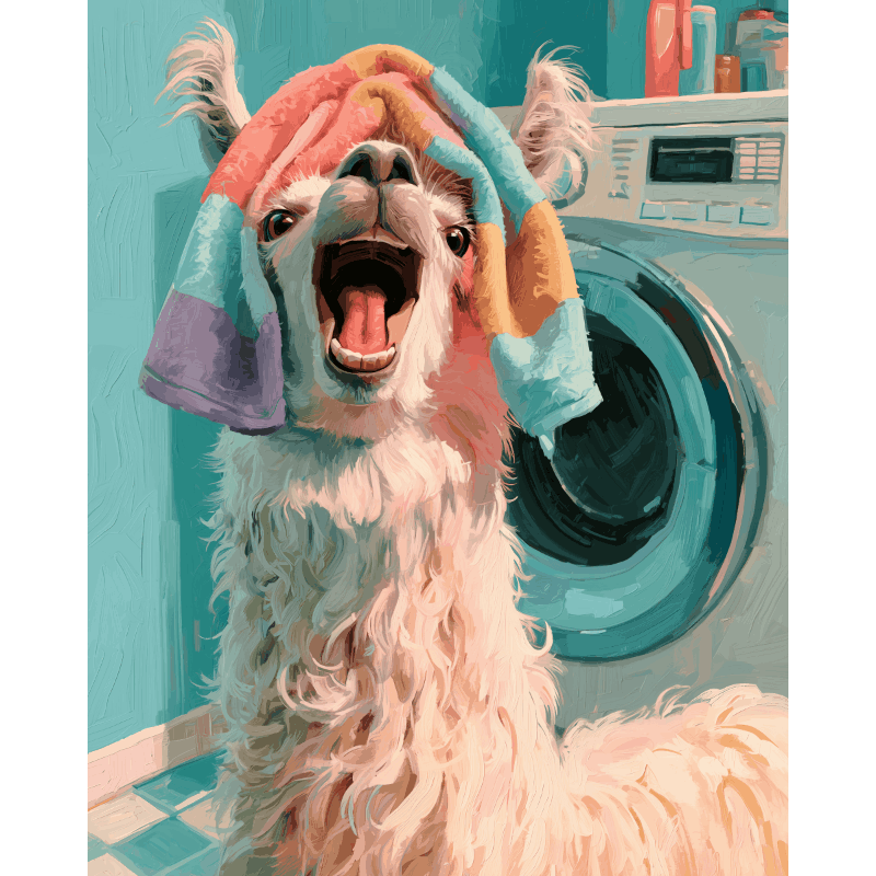 Wash Day Llama | Paint by Number - Paint by numbers