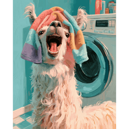 Wash Day Llama | Paint by Number - Paint by numbers