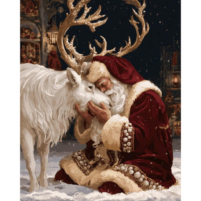 Santa's Reindeer Kiss | Paint by Number
