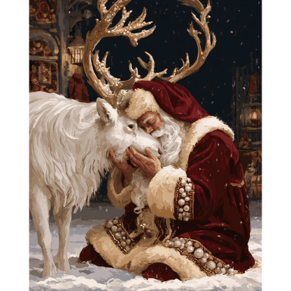 Santa's Reindeer Kiss | Paint by Number