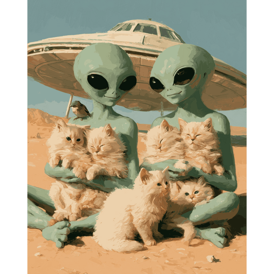 Aliens & Kittens | Paint by Number - Paint by numbers