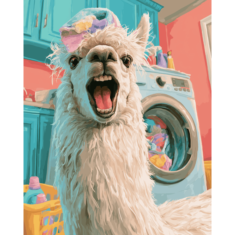 Laundry Room Llama | Paint by Number - Paint by numbers