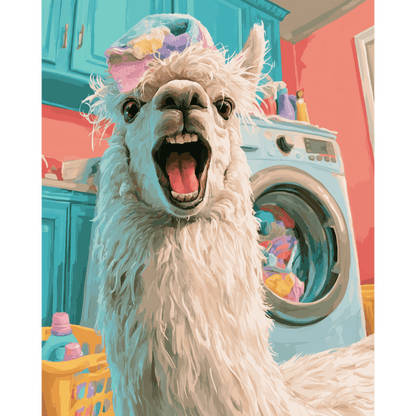 Laundry Room Llama | Paint by Number - Paint by numbers