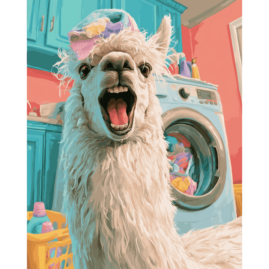 Laundry Room Llama | Paint by Number - Paint by numbers