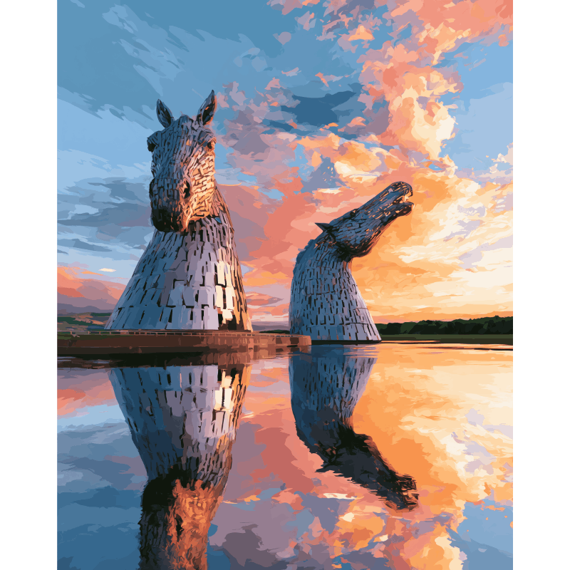 Kelpies at Twilight | Paint by Number - Paint by numbers