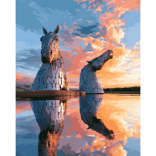 Kelpies at Twilight | Paint by Number - Paint by numbers