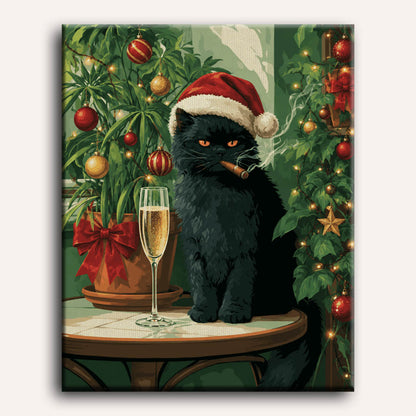 Gatto Babbo Natale sfacciato | Dipingi con i numeri