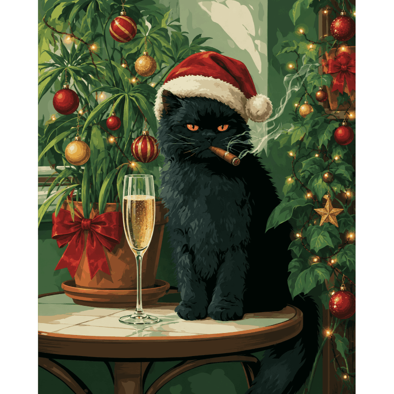 Sassy Santa Cat | Paint by Number - Paint by numbers