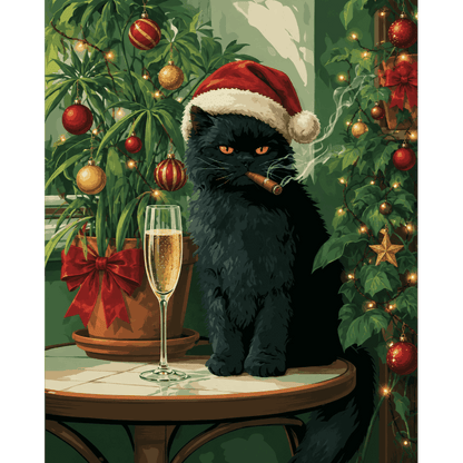 Sassy Santa Cat | Paint by Number - Paint by numbers