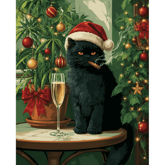 Sassy Santa Cat | Paint by Number - Paint by numbers