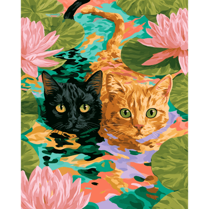 Lily Pad Cats | Paint by Number - Paint by numbers