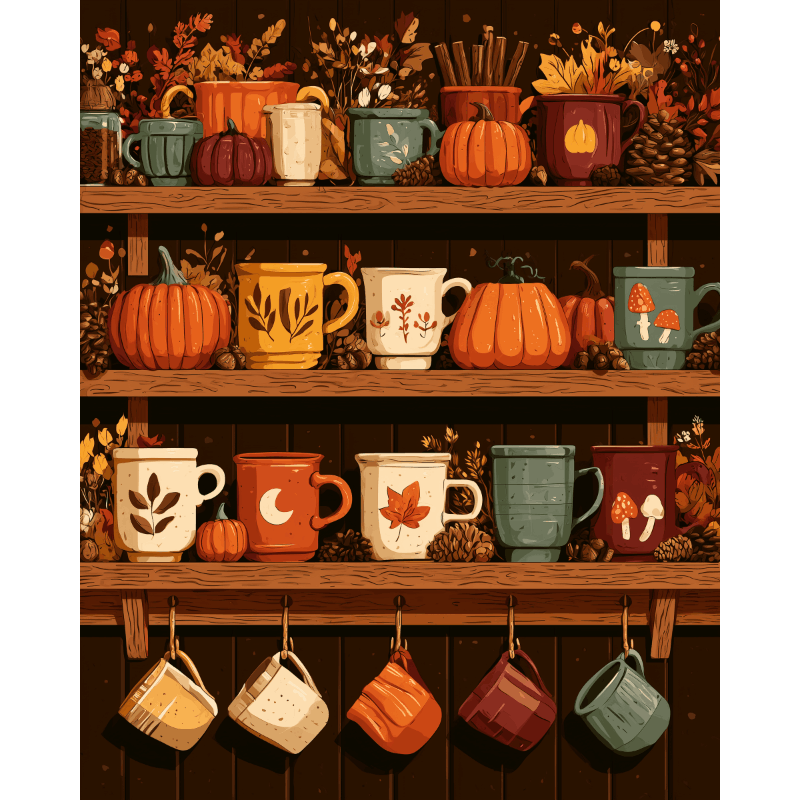 Autumn Mug Shelf | Paint by Number