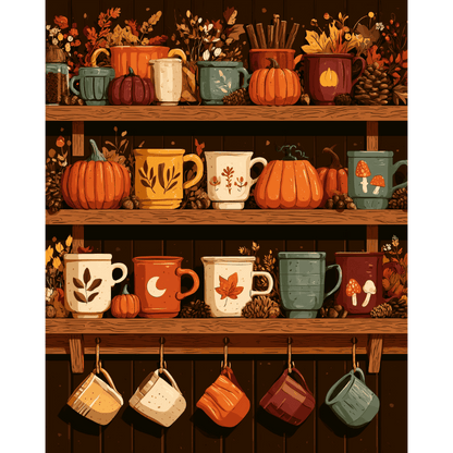 Autumn Mug Shelf | Paint by Number