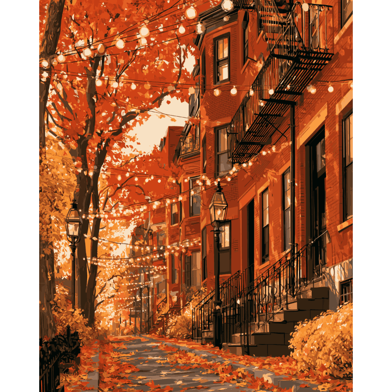 Autumn Brownstones | Paint by Number