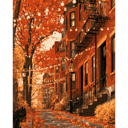 Autumn Brownstones | Paint by Number