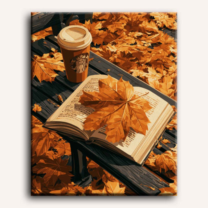 Feuilles et cafés latte | Peinture à numéros
