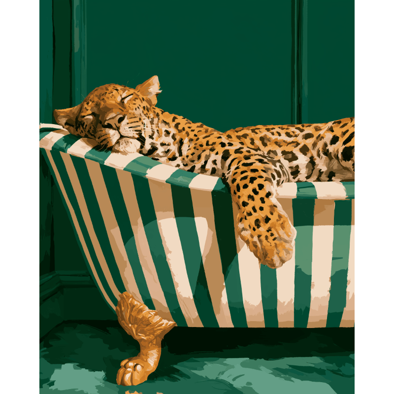 Leopard's Bubble Bath | Paint by Number - Paint by numbers