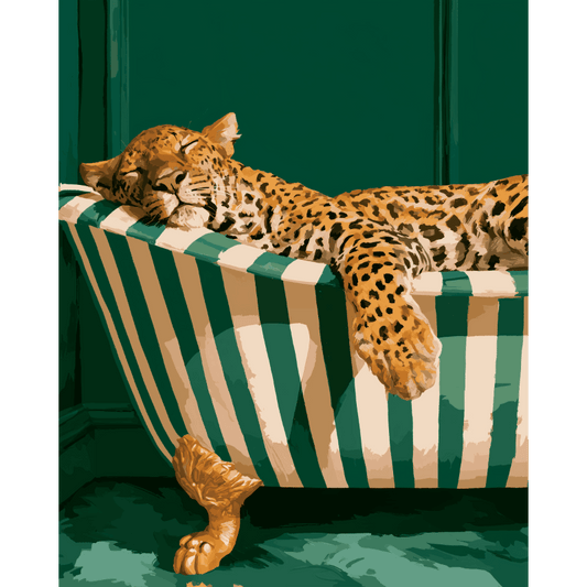 Leopard's Bubble Bath | Paint by Number - Paint by numbers