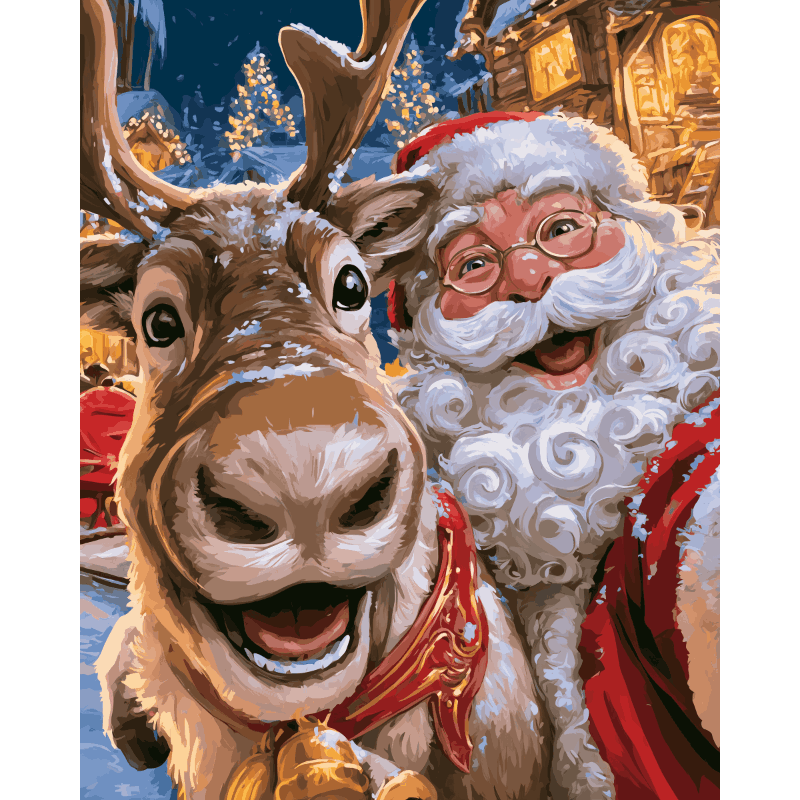 Santa & Rudolph Selfie | Paint by Number - Paint by numbers