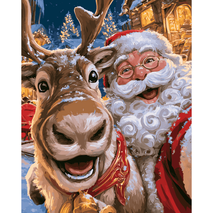 Santa & Rudolph Selfie | Paint by Number - Paint by numbers