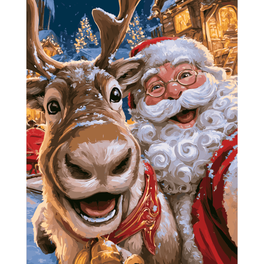 Santa & Rudolph Selfie | Paint by Number - Paint by numbers