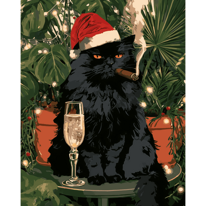 Cigar & Champagne Cat | Paint by Number - Paint by numbers