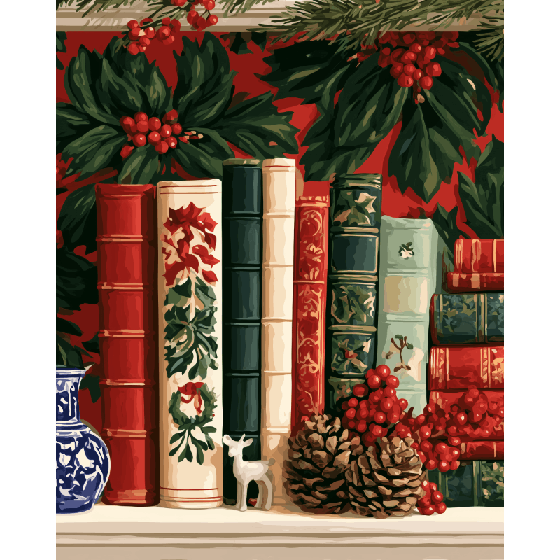 Holly Bookshelf | Paint by Number - Paint by numbers