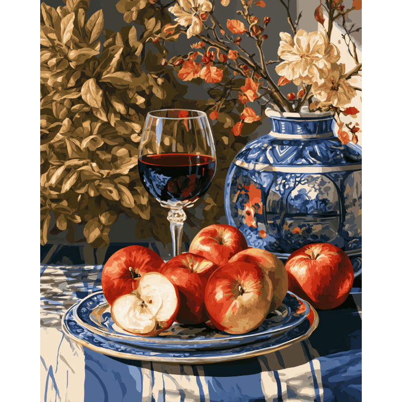 Apples & Blue Porcelain | Paint by Number