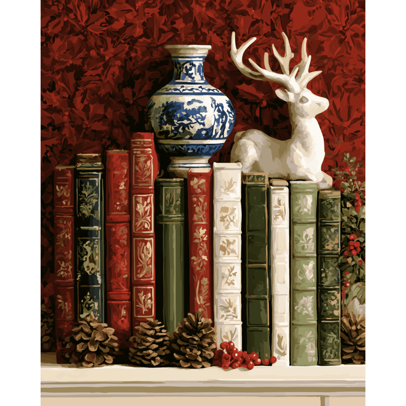 Christmas Library Corner | Paint by Number