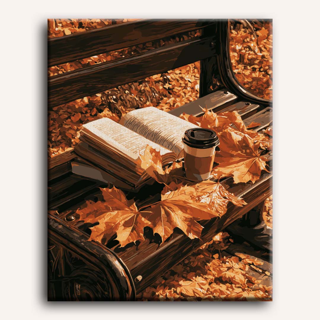 Un banc en automne | Peinture à numéros