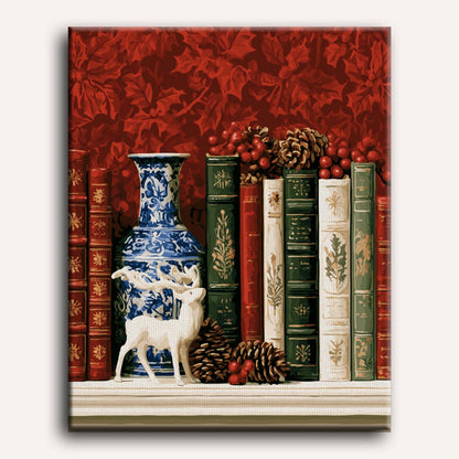 Cerf parmi les livres | Peinture à numéros