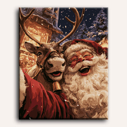 Selfie de Papá Noel a medianoche | Pintar por números