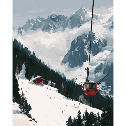 Gondola Over the Slopes | Paint by Number