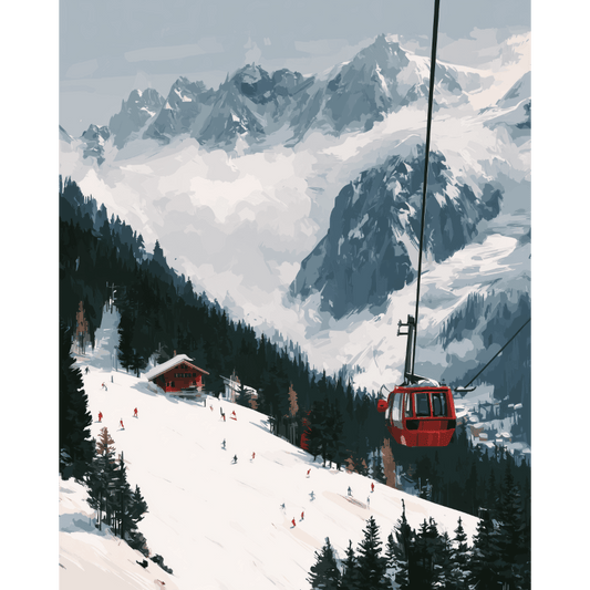 Gondola Over the Slopes | Paint by Number