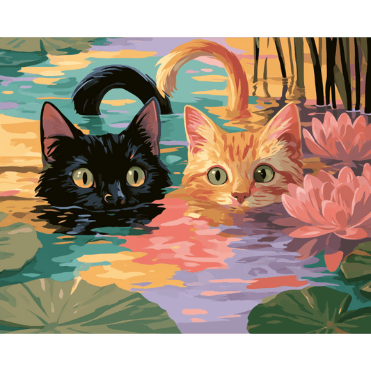 Cats Among Lily Pads | Paint by Number