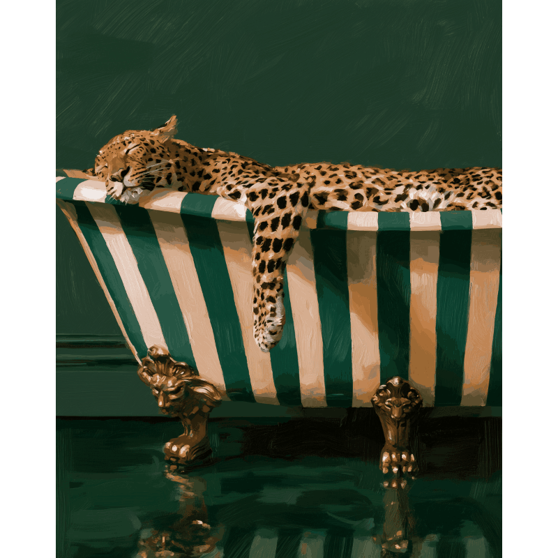 Leopard's Lazy Soak | Paint by Number