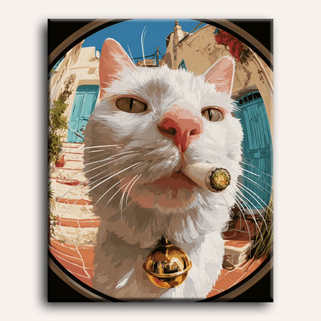 Un chat perché | Peinture à numéros