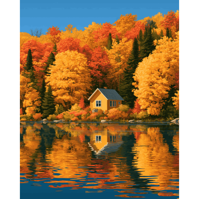 Autumn Lake Reflection | Paint by Number