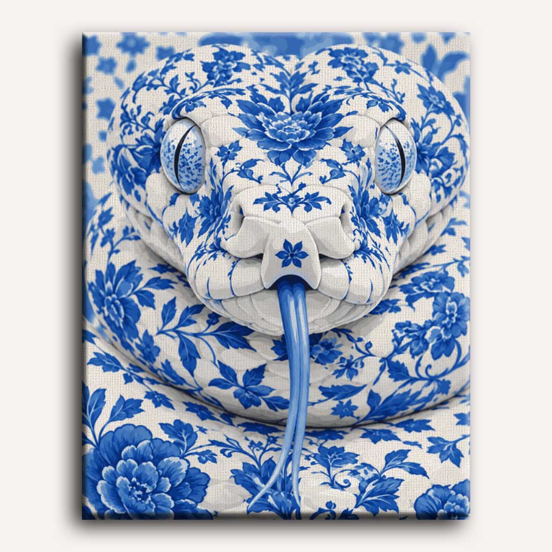 Serpent en porcelaine bleue | Peinture à numéros