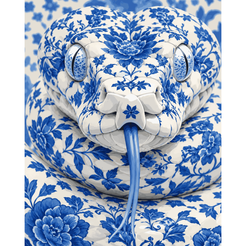 Blue China Serpent | Paint by Number