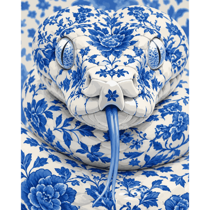 Blue China Serpent | Paint by Number