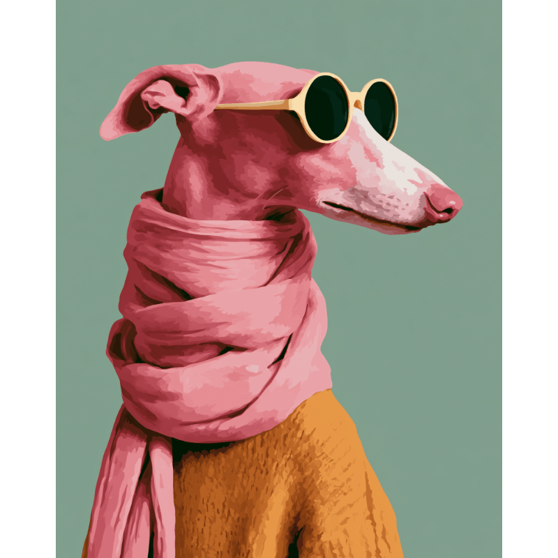 Cool Flamingo Pup | Paint by Number