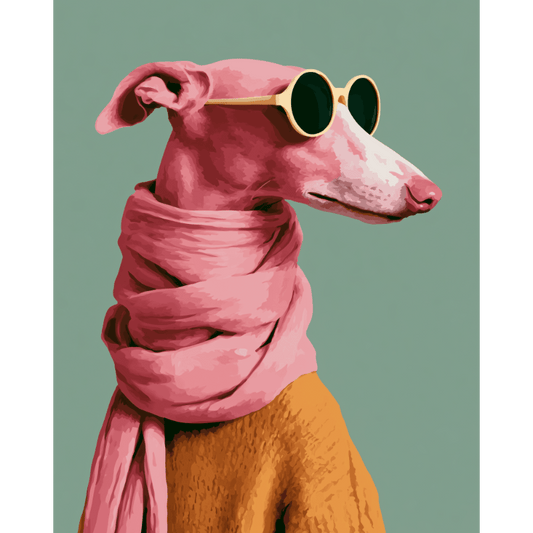 Cool Flamingo Pup | Paint by Number