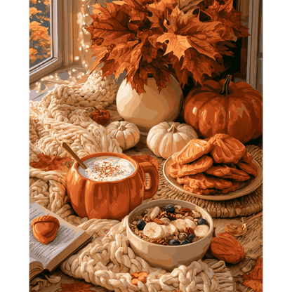 Cozy Pumpkin Windowsill | Paint by Number