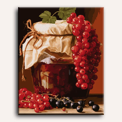 Pot de confiture de groseilles | Peinture à numéros