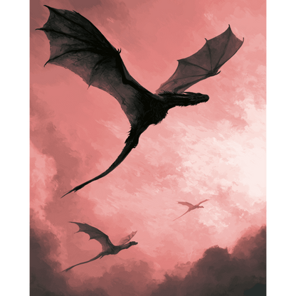 Dragon in Pink Skies | Paint by Number