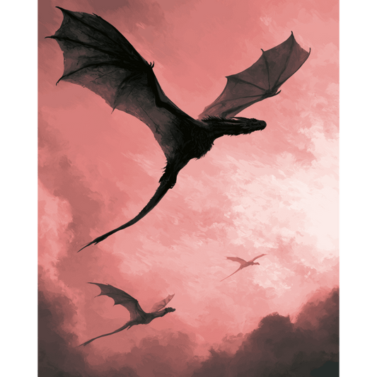 Dragon in Pink Skies | Paint by Number