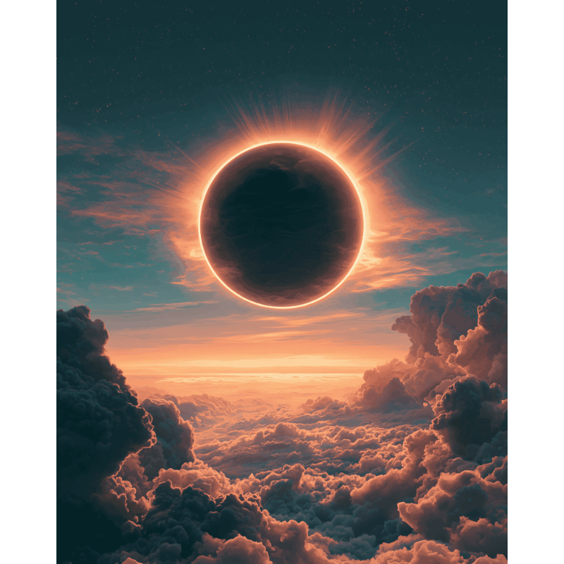 Eclipse Above the Clouds | Paint by Number