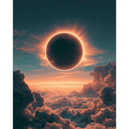 Eclipse Above the Clouds | Paint by Number